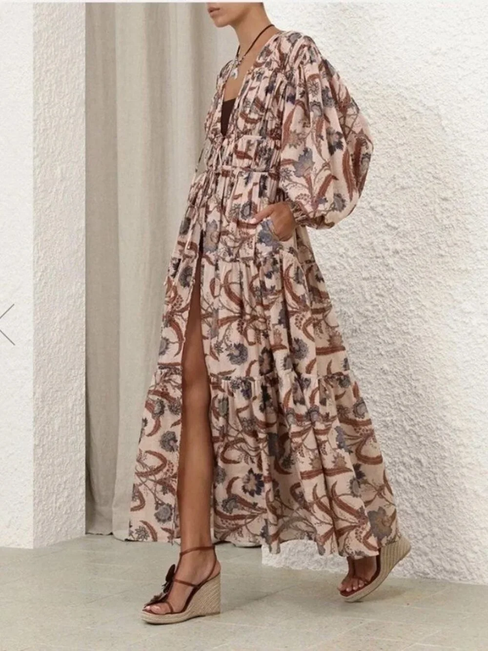 Zimmermann Ascension Tie Billow Cotton Tiered Maxi Dress AU 1 / US 6 NWT $1,250 - Picture 4 of 16